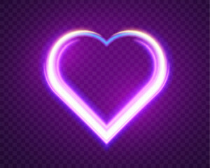Aufkleber - Glowing neon heart with vibrant pink and blue lights on background. Perfect for romantic, modern, or decorative design