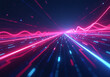 © Galeno - glowing neon wave lines move fast futuristic abstract background pink blue lights fantastic data transfer concept