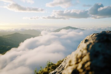 Poster - A person stands at the top of a mountain, surrounded by breathtaking scenery