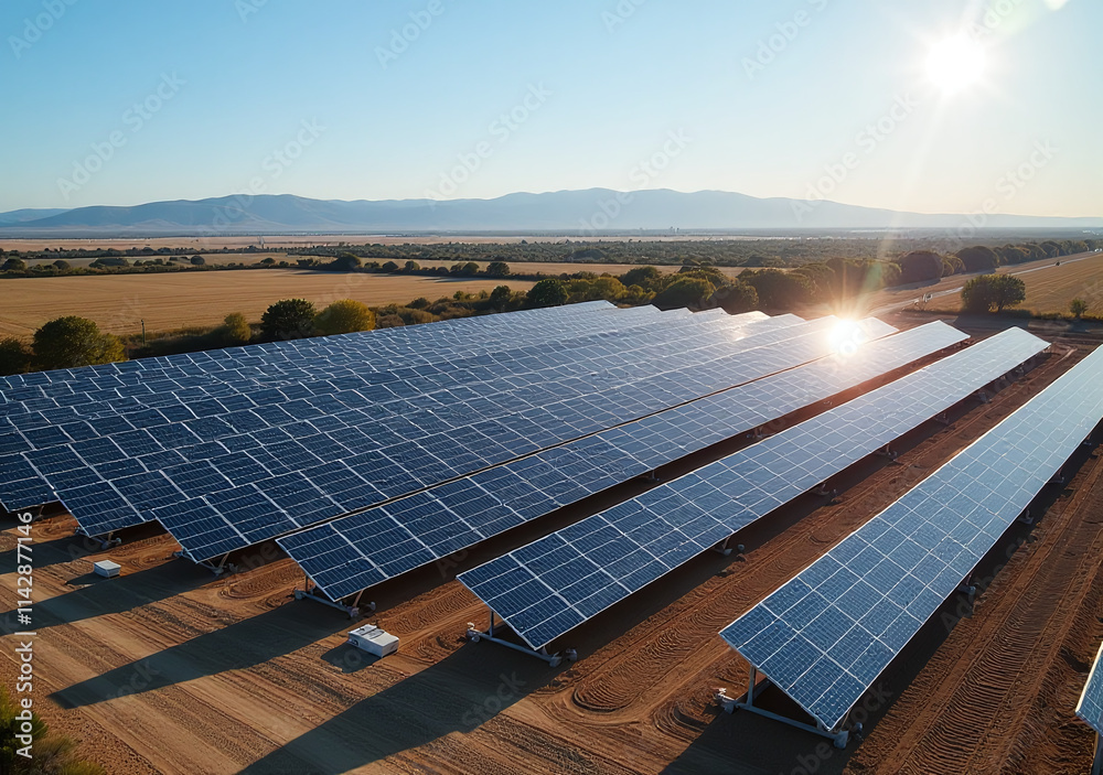 large scale solar farms generate clean renewable energy power world ...