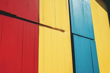 Poster - Close-up of a multicolored wooden wall with unique texture and colors