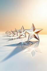 Poster - A row of crystal stars with soft shadows glistens against a gradient background, evoking a sense of elegance and tranquility.