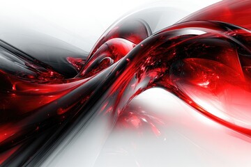 Wall Mural - A unique abstract composition of red and black shapes on a white background, suitable for various designs and layouts