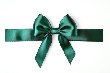 Poster - A green ribbon tied into a bow on a white surface, perfect for decorating or gift wrapping