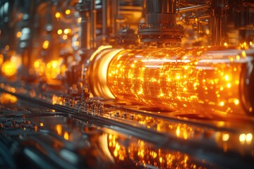 Aufkleber - a glass bottle being transported on a conveyor belt, often used in industrial or manufacturing setti