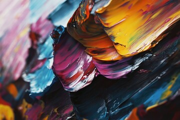 Poster - A detailed view of a vibrant artwork on a canvas, ideal for decorating or illustrating creative projects