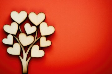 Aufkleber - A stylized heart-shaped tree on a bright red background