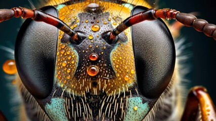 Poster - Close-up exploration of a vibrant insect highlighting intricate details in nature's design at dusk