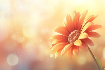 Wall Mural - A close up of a single orange flower with a blurry background