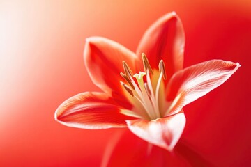 Poster - A single flower blooms on a bright red surface