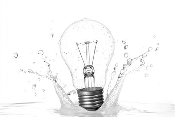 Poster - light bulb underwater with water splash effect