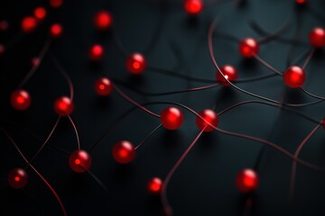 Poster - A close up of red spheres on a black background
