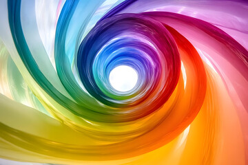 Poster - Abstract colorful spiral design showcasing a vibrant swirl of rainbow colors in motion, creating a dynamic and lively visual effect.