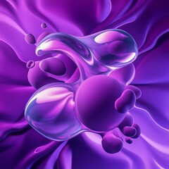 Poster - Abstract fluid color background poster or card vector template purple background with bubbles shapes dynamic effect 3d vector illustration