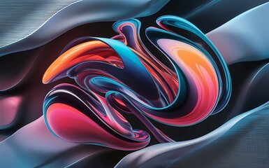 Poster - Abstract 3d cover with bright gradient abstract liquid fluid color shape futuristic concept modern graphic texture vector 3d illustration