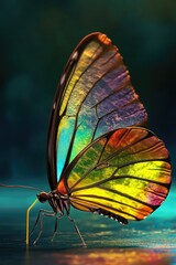 Poster - A vibrant butterfly perched on a table, great for use in still life or nature photography