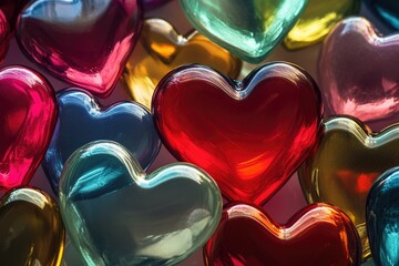 Aufkleber - A cluster of variously colored hearts, ideal for Valentine's Day or any romantic occasion