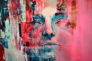 Poster - A detailed view of a man's facial features as depicted in a painting
