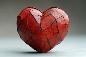 Poster - A close-up shot of a bright red heart sitting on a table, ready to be cherished