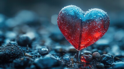 Wall Mural - A heart-shaped lollipop sits atop a pile of rocks