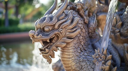 Poster - A detailed view of a mythical dragon figure on display
