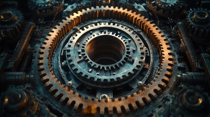 Poster - A detailed shot of machine mechanisms