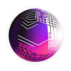 Poster - Gradients of balls shapes modern design of coverages vector geometric illustration halftone 3d abstract background of purple pink gradients beads shapes