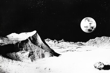 Aufkleber - A black and white photo of a full moon in the night sky