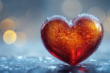 Poster - A decorative heart-shaped glass object sitting on a table, perfect for romantic dinner or special occasion