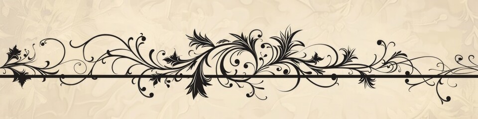 Poster - Antique Flourish. Retro Decorative Divider with Calligraphic Filigree Vines