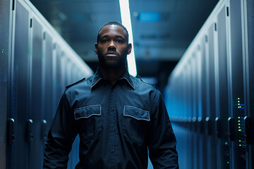 Poster - Serious police officer and security service generative AI picture