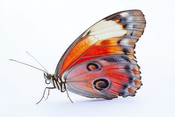 Poster - A close-up view of a butterfly perched on a white surface, its delicate features and colors showcased