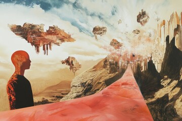Poster - Man standing in front of a vast desert landscape, scenic view