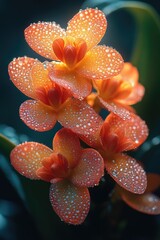 Poster - A close-up shot of orange flowers with water droplets on their petals, perfect for use in nature or still life photography