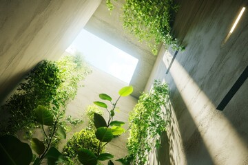 Aufkleber - A cozy room with a window and a plant, suitable for interior design or home decor images