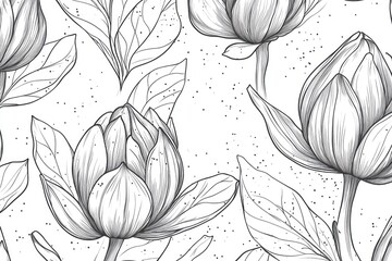 Poster - Simple drawing of various flowers against a clean white background