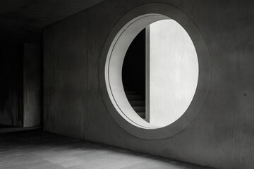 Aufkleber - A close-up view of a circular window in black and white, suitable for use as a design element or to add texture to an interior or exterior space