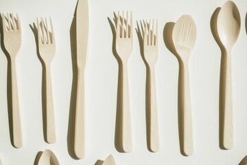 Poster - A collection of forks and spoons arranged neatly on a white surface
