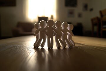 Aufkleber - Group of paper cutouts sitting on a wooden table, great for decoration or creative projects