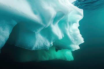 Wall Mural - Iceberg floats in the open sea, perfect for use in environmental or climate-related projects