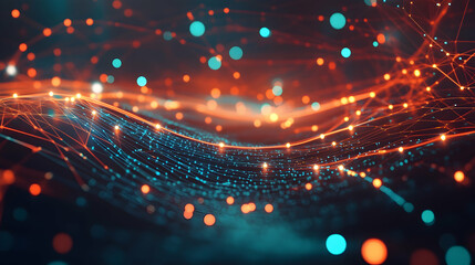 Wall Mural - abstract wireless network and connection background featuring a glowing wifi symbol and data points  -