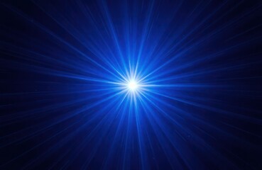 Leinwandbilder - Abstract blue light burst design. Bright shining light rays radiate outward from center. Dark background creates dramatic effect. Suitable for digital wallpaper. Futuristic and intense visual impact.
