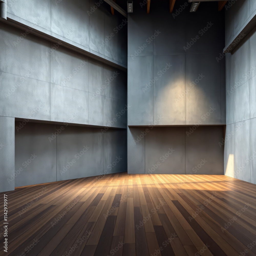 Image result for Empty industrial loft space, polished hardwood floor, concrete walls ...