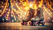 © Four888 - Vintage New Year's Eve Roller Skates, Retro Skate Photography,  Isolated Festive Background