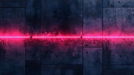 Poster - Concrete wall with neon pink line creates striking modern contrast. Generative AI