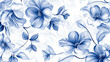 © MP_Artworks - A polished ceramic tile texture featuring intricate hand-painted floral patterns in traditional blue and white, elegant and classic.