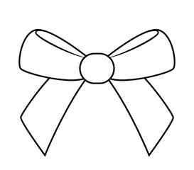 Wall Mural - ribbon bow, black and white vector illustration, isolated on white