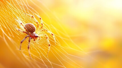 A spider sits in the center of a spider web