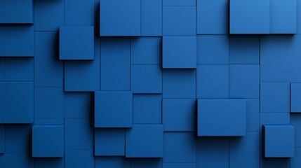 Poster - A blue geometric design featuring 3D shapes arranged in a repeating pattern.