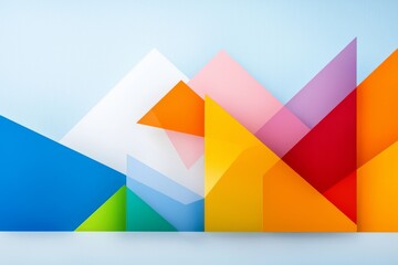 Poster - Red and blue geometric shapes blend together in a surreal abstract artwork.